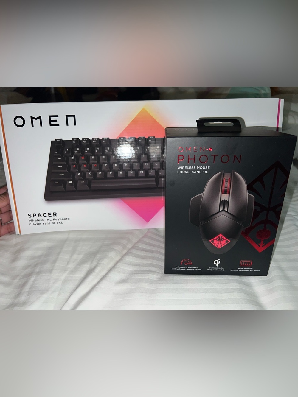 HP Omen Photon Wireless Mouse and Spacer Keyboard — Black with Red Accents